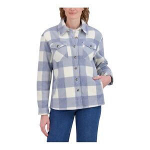1795. UNKNOWN BRAND FLEECE LINED SHACKET SIZE MEDIUM‎ PLAID PATTERN FULL BUTTON